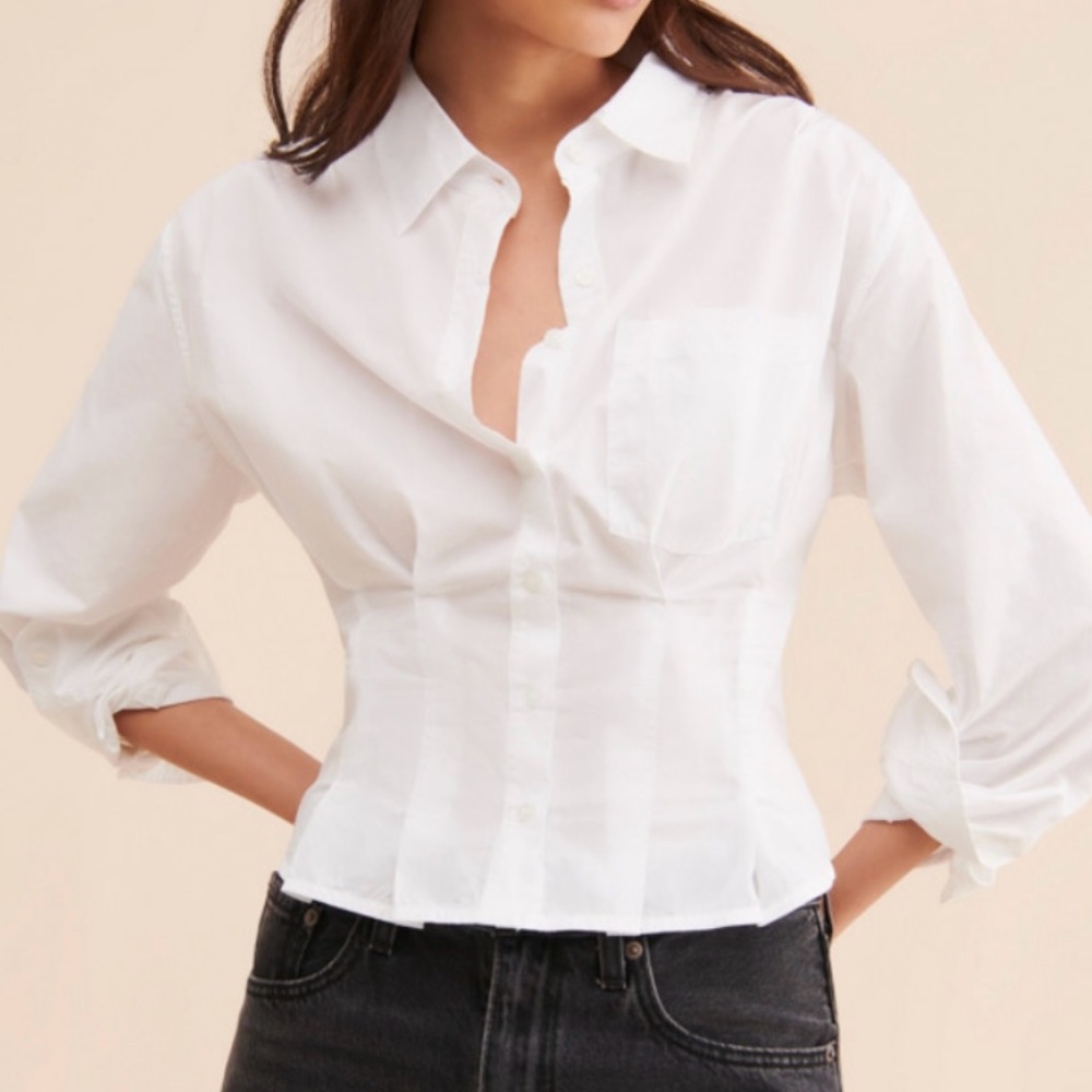 NWT Women's White Button-Down Corset Top